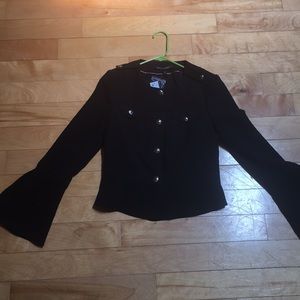 Peplum, bell sleeve blazer